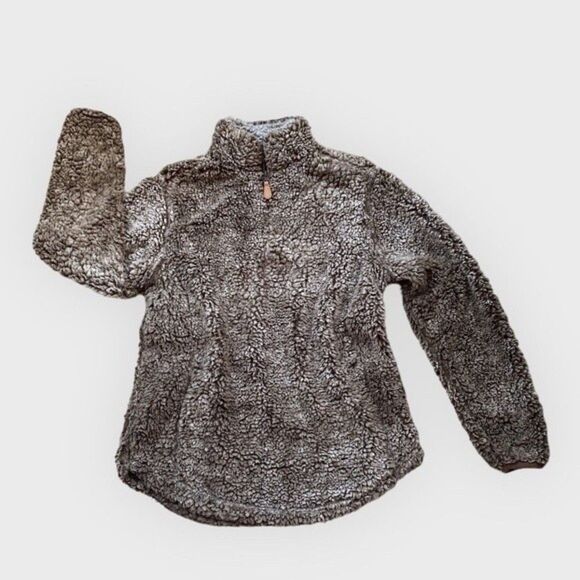 Simply Southern Sherpa Pullover Size Small Brown Soft Fluffy Fuzzy 1/4 Zip - Picture 1 of 10